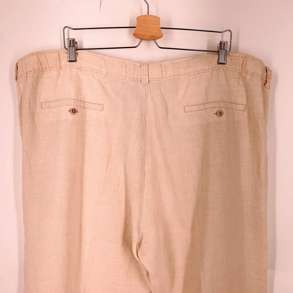 Tommy Bahama Mens‎ Linen Straight Leg Trousers Casual Beach Pants Tan Size 42